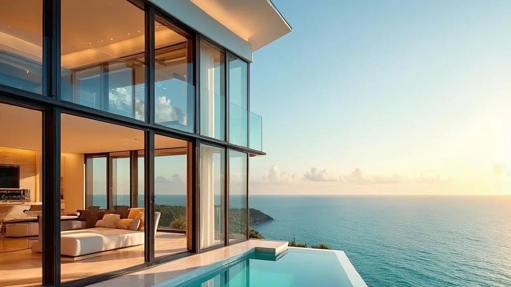 Clifftop modern beach house with an infinity pool overlooking the ocean
